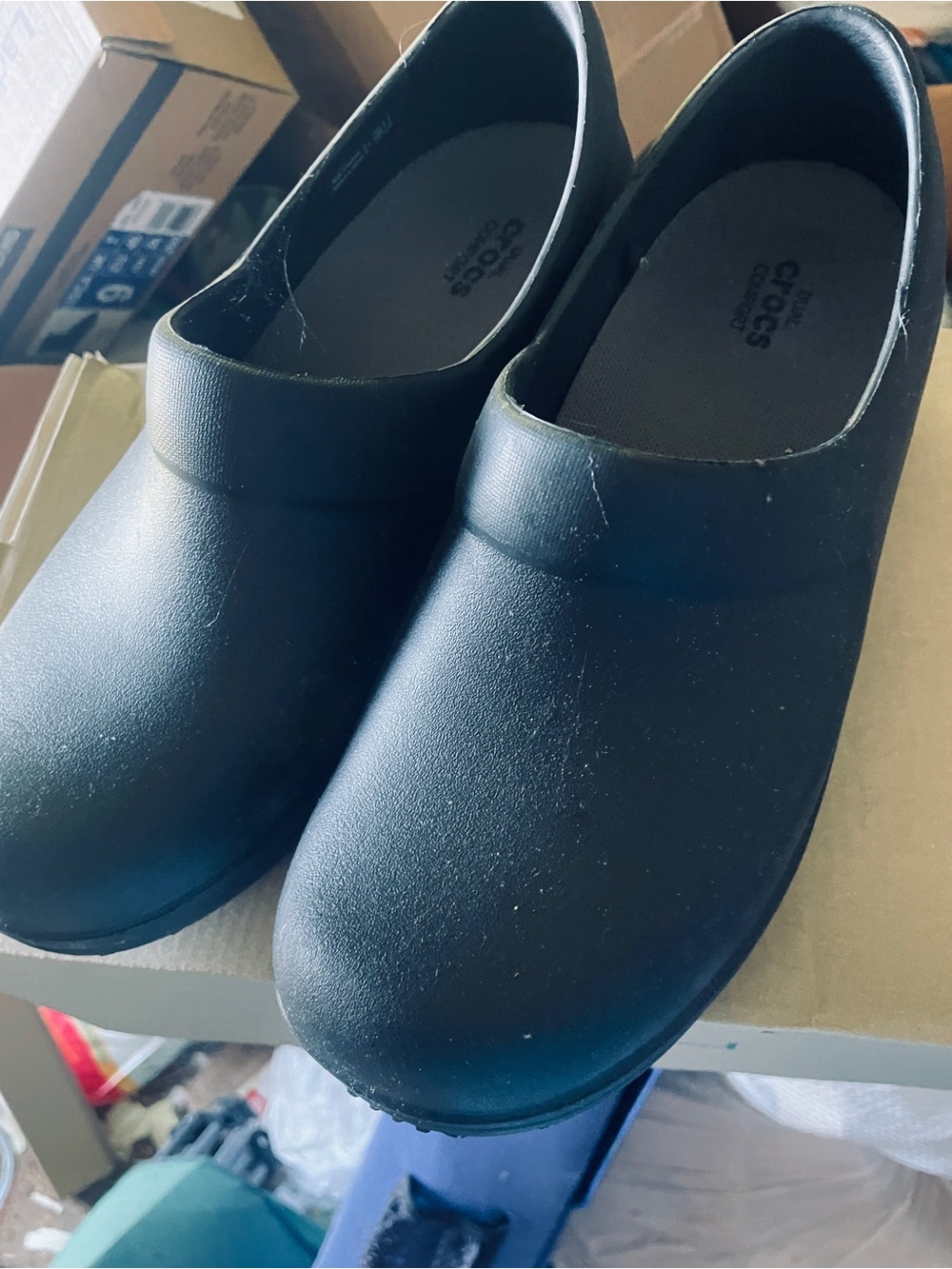 Crocs Dual Comfort Clogs Womens 8 Black Work Nursing Chef Shoes Excellent